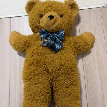 테디베어 봉제 인형 브라운 스트라이프 나비 넥타이