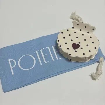 POTETE 헤어 클립 쉘 화이트 복조리 포함