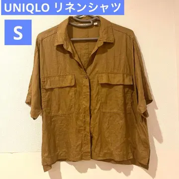 UNIQLO 린넨 셔츠 반팔 브라운 S