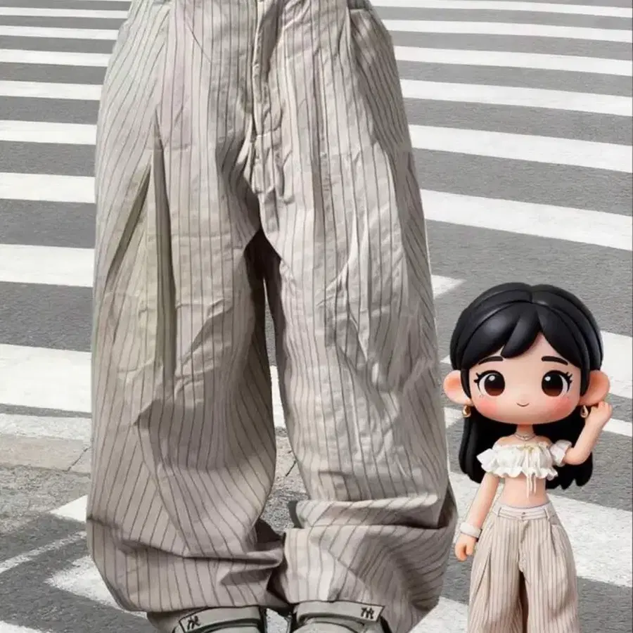 베이지 와이드 팬츠