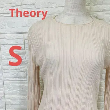 Theory 플리츠 가공 긴팔 티셔츠 베이지 계열 S