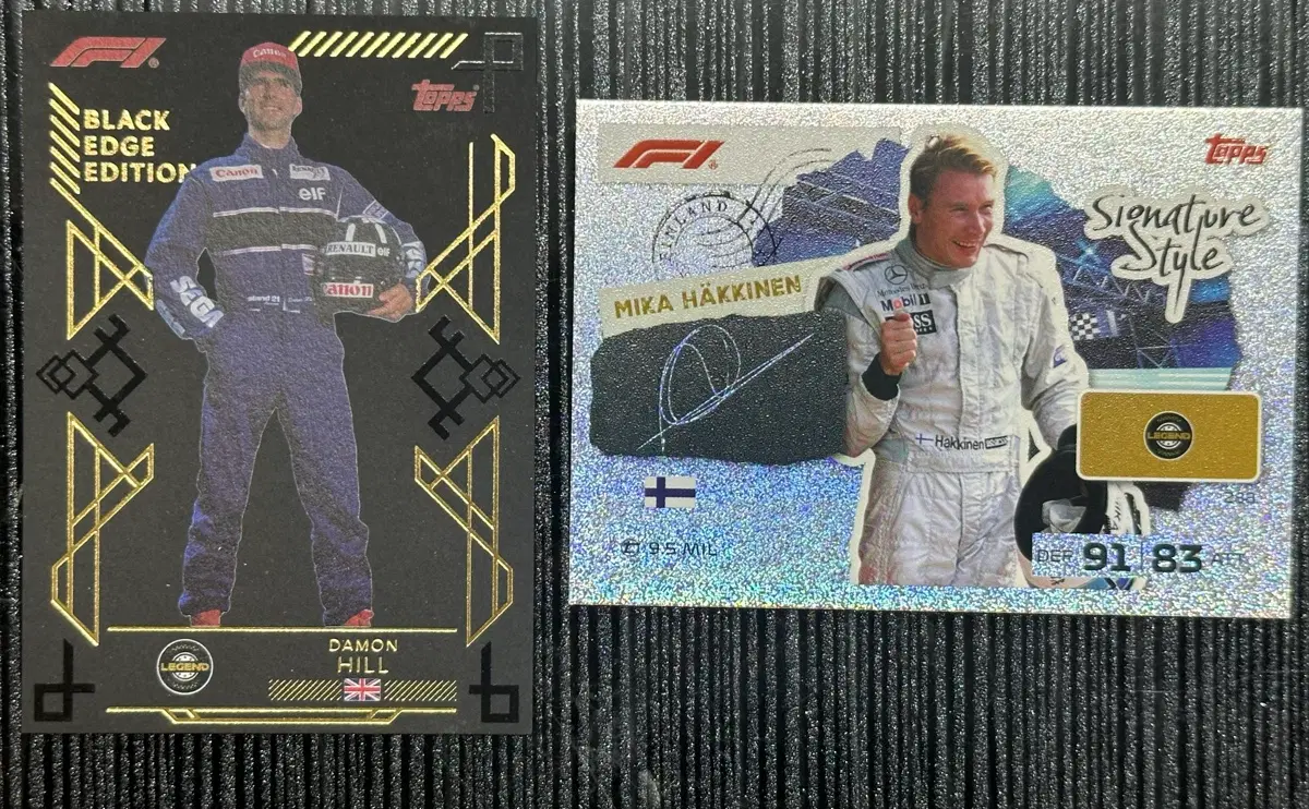 2026 F1 topps 탑스 터보 어택 데이먼 힐 블랙 엣지 카드 / 미카하키넨 시그니쳐 스타일 카드