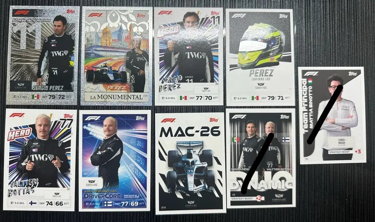 2026 F1 Topps 탑스 터보 어택 캐딜락 세르히오 페레즈 발테리 보타스 카드