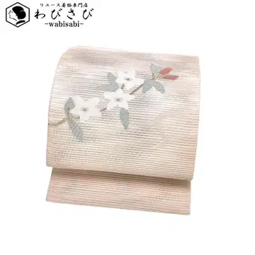 여름 오비 나고야 오비 명주 겹침 꽃무늬 금실 소녀색 O-4987