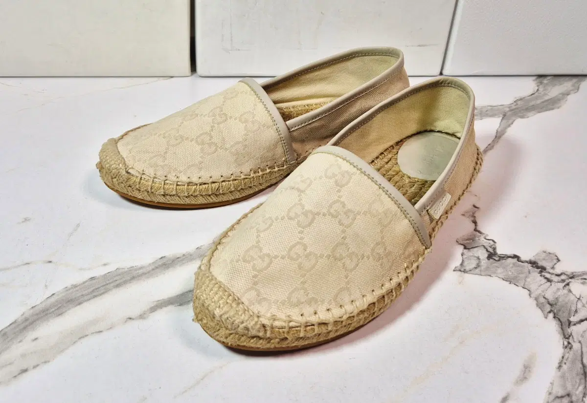 (Authentic) Gucci GG Canvas Espadrille Slip-on Women's Shoes 36