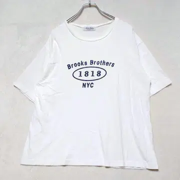 브룩스브라더스 1818 로고 티셔츠 코튼 화이트 (L) NYC 프린트