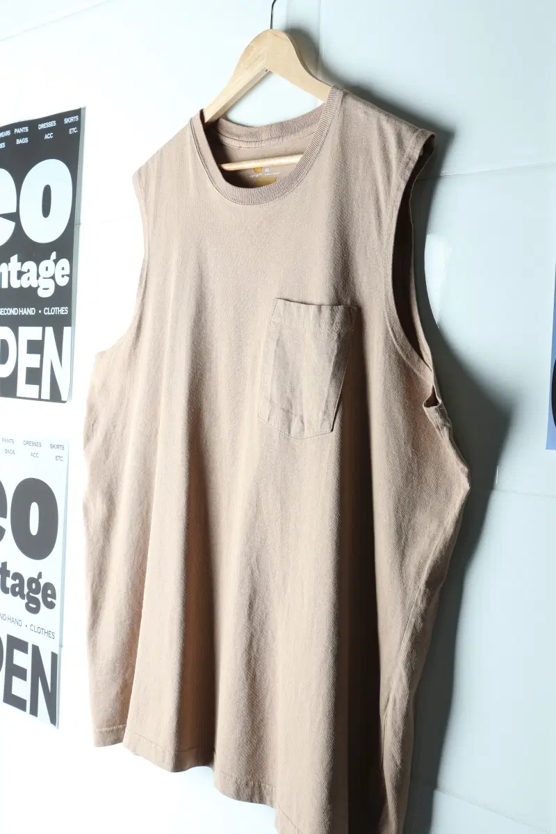 (L-3XL) 칼하트 반팔 티셔츠 USA 민소매 베이지-H35983