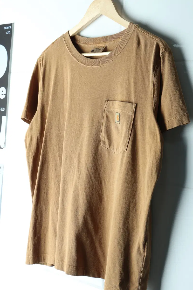 (S-M) 칼하트 반팔 티셔츠 USA 썬페이딩 에이징 된장-H35989