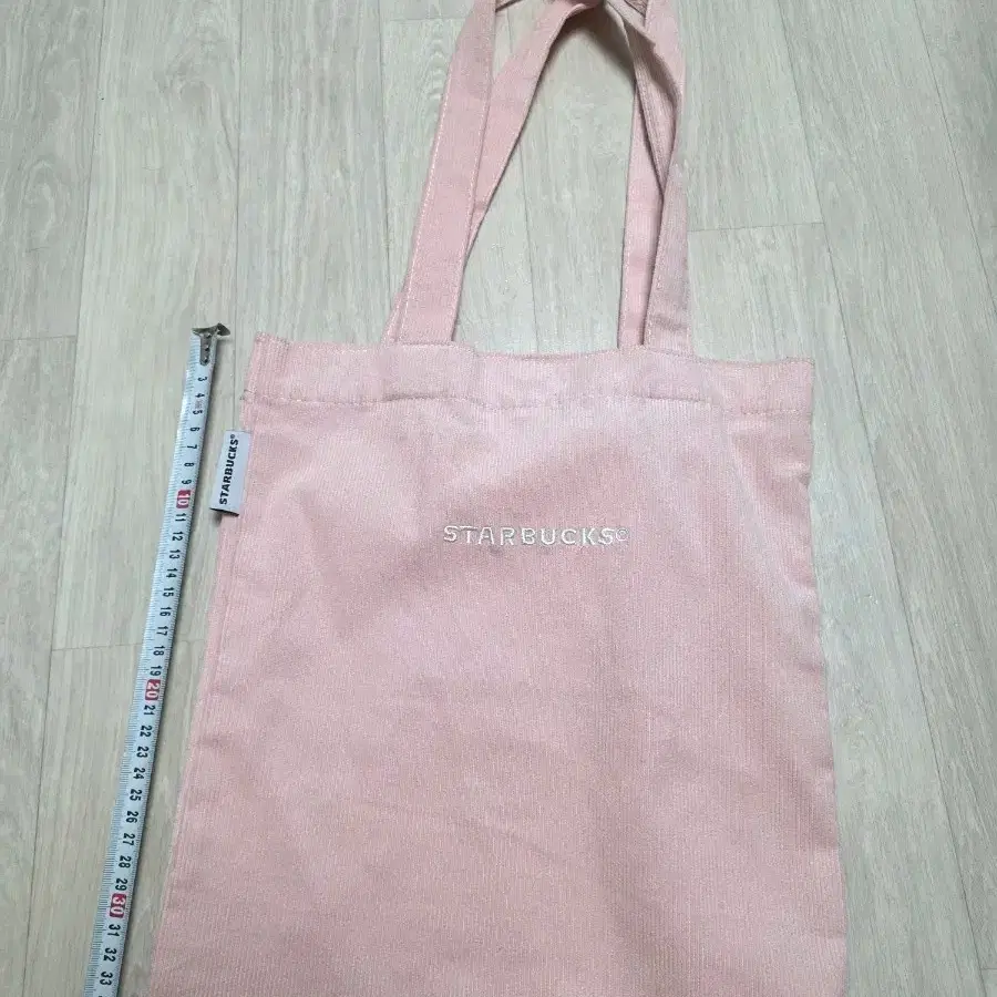 스타벅스 핑크 코듀로이 토트백