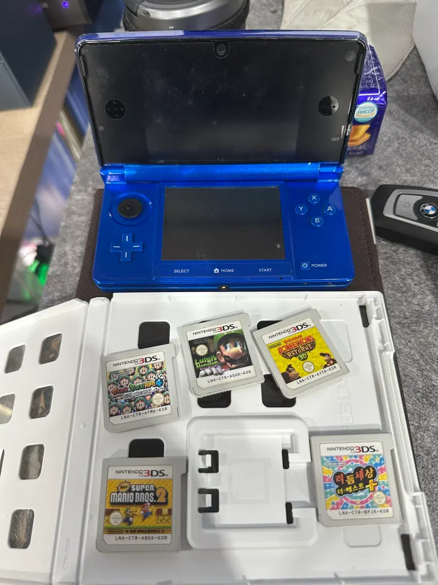 닌텐도 3DS 코발트 블루 본체 + 게임팩 5개