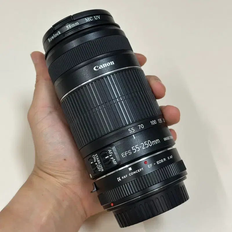 캐논 EF-s 55-250mm F4-5.6 IS II + ef to rf 어댑터 헝그리망원 팝니다