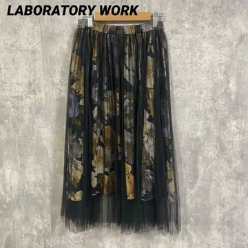 LABORATORY WORK 튤 레이어드 꽃무늬 플레어 스커트 M 사이즈