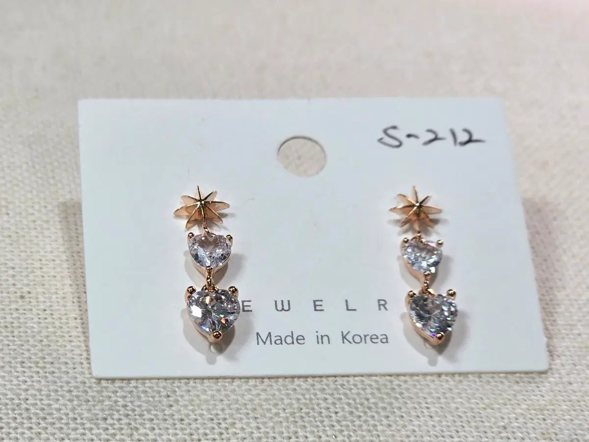 하트 큐빅 별 모양 귀걸이 925은침