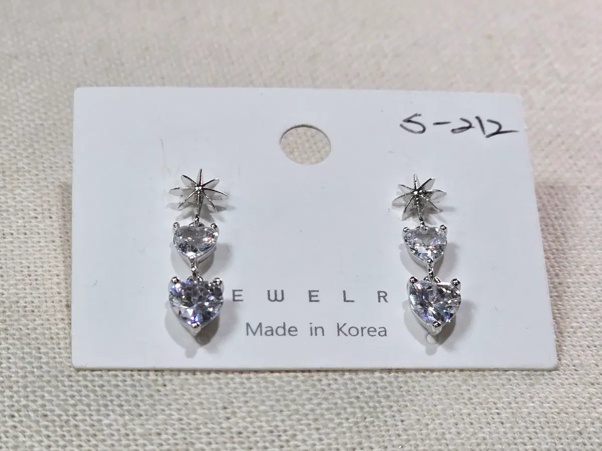 하트 큐빅 별 귀걸이 925은침