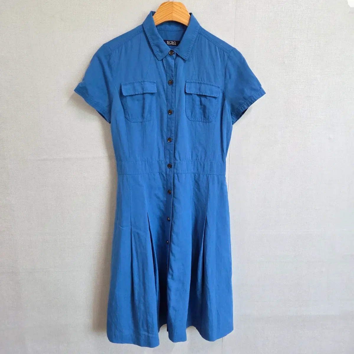 BCBG 여성 마 반팔 원피스 블루 S JJ3124