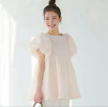 la-gemme 스퀘어넥 체크 상의 핑크