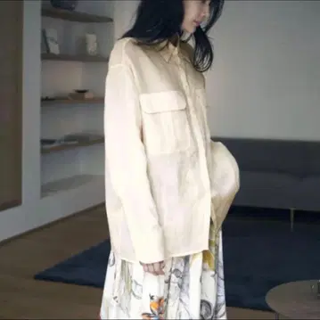[택 포함 새상품] ZARA 라미 100% 긴팔 셔츠 베이지 XS
