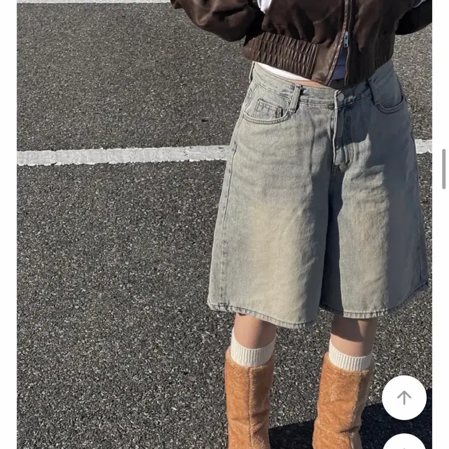 에이블리 비비투몽 빈티지 연청 버뮤다 청반바지 S