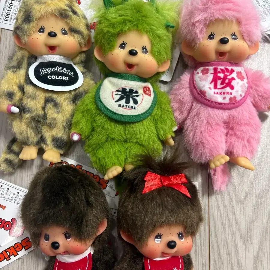 정품 몬치치 인형 키링 녹차말차 사쿠라 호피 대두
