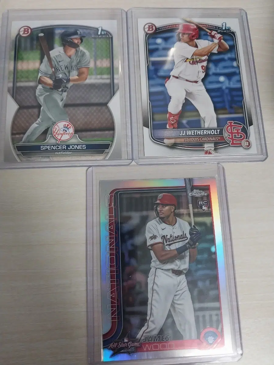 스펜서 존스 1st Bowman 카드 / JJ 웨더홀트 1st Bowman 카드 / 제임스 우드 크롬 RC 카드