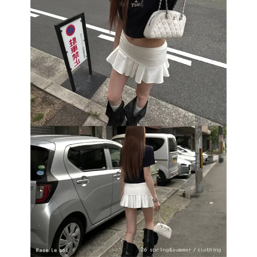 RASE LE SOL 스커트 주름 장식 미니 스커트