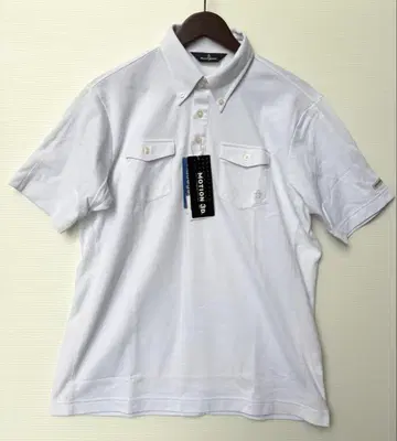 택 포함 새상품 Munsingwear 반팔 피케 셔츠 화이트 가슴 포켓 L