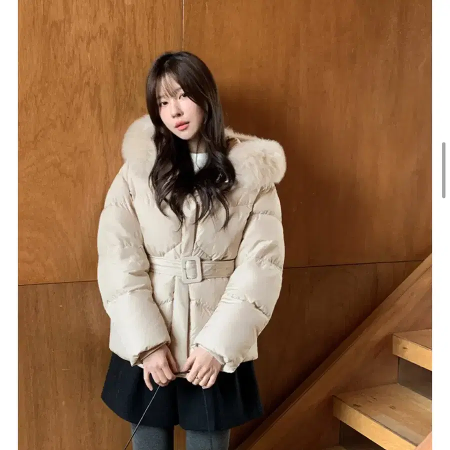 퓨어다 폭스퍼 벨티드 덕다운 패딩