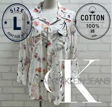 새상품급 CALVIN KLEIN JEANS 꽃무늬 긴팔 셔츠 L 사이즈
