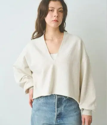 윔 가젯 맨투맨 V넥 풀오버 2 베이지
