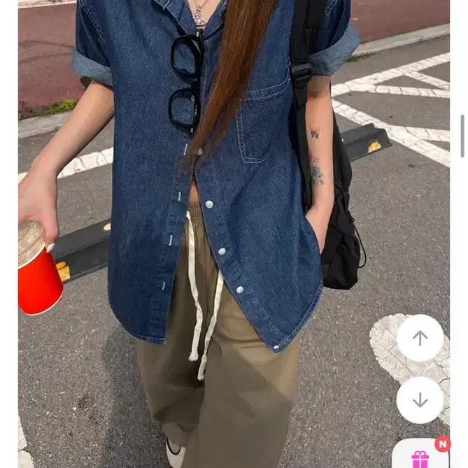 데님 반팔셔츠