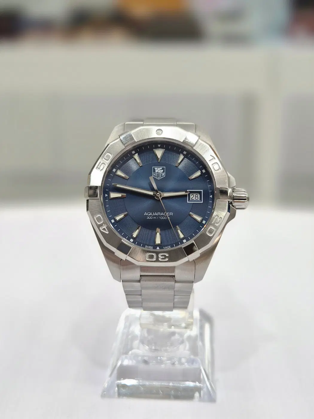 태그호이어 아쿠아레이서 쿼츠 청판 41mm 시계 WAY1112
