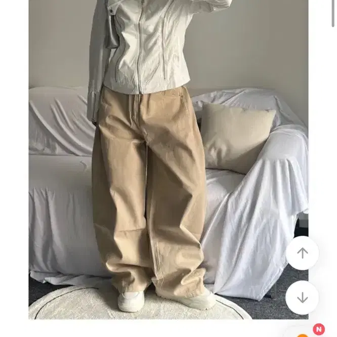 베이지 와이드 팬츠