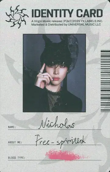 &TEAM 일반반 NICHOLAS Go in Blind (월랑) ID 카드