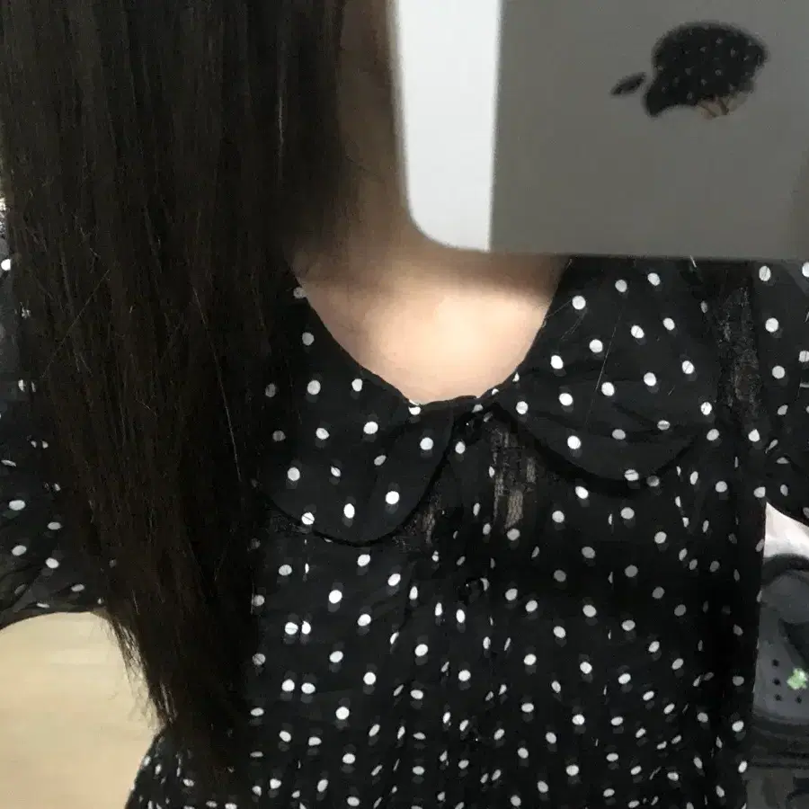 일본 빈티지 도트 블라우스