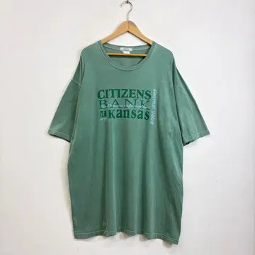 90s 캔자스 은행 오니 페이드 티셔츠 빅 사이즈 그린 VINTAGE