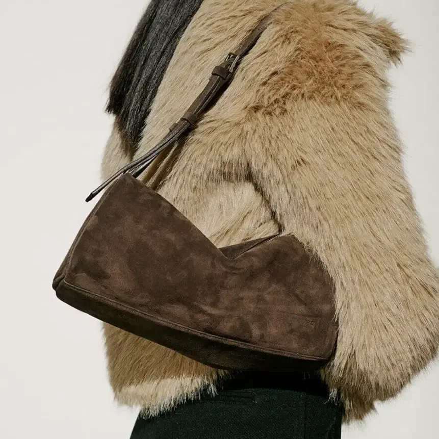 노바 melt suede shoulder bag, dark brown
