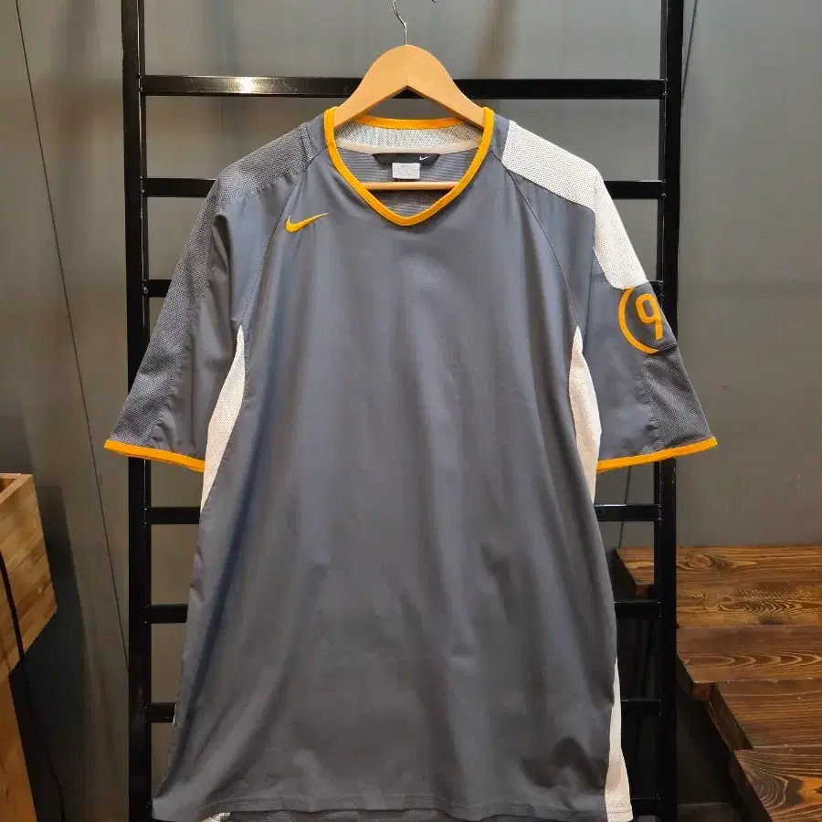 [XXL] 나이키 NIKE 드라이핏 T90 축구 트레이닝 져지 반팔 그레이 오렌지 4.9