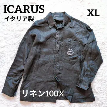 HUF ICARUS 이탈리아제 린넨 100% 긴팔 셔츠 블랙 XL