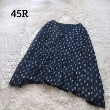 45R 인디고 꽃무늬 V넥 긴팔 풀오버