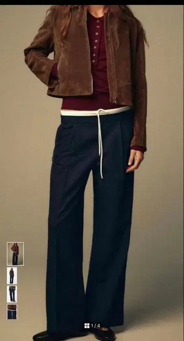 ZARA 더블 허리 밴딩 스트라이프