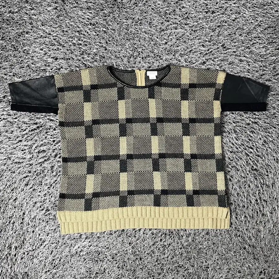 CLUB MONACO 클럽모나코 여성 가죽 배색 니트 스웨터