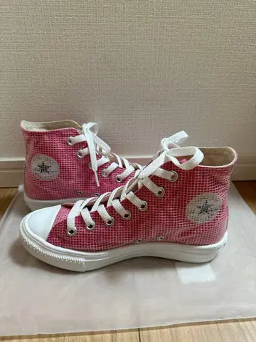 컨버스 하이컷 스니커즈 핑크 체크