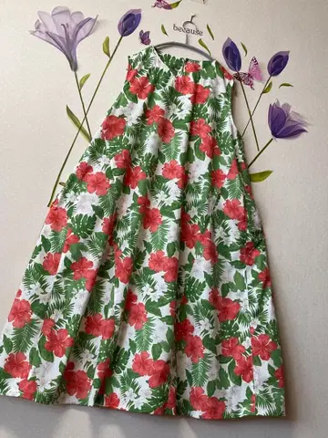 하와이안 프린트 플레어 원피스 [Hand made]