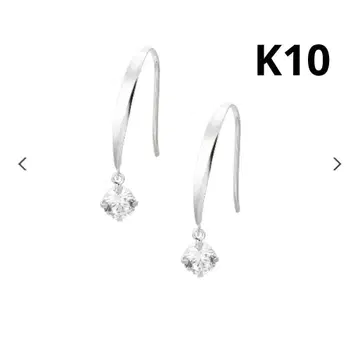 츠츠미 큐빅 지르코니아 디자인 후크 귀걸이 K10WG 현행 모델