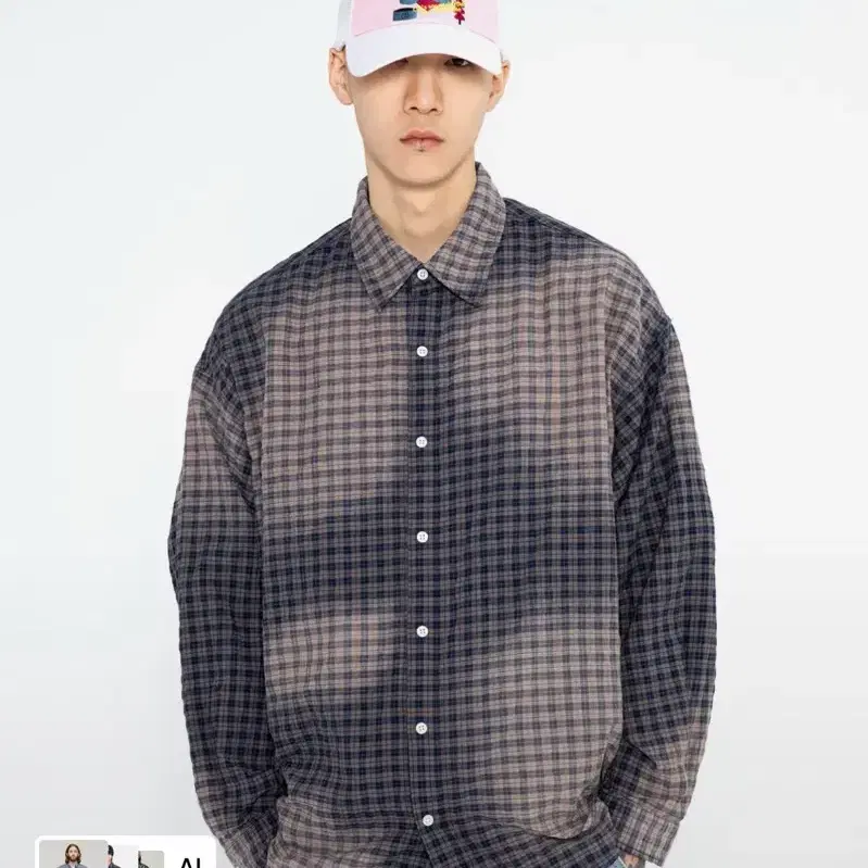 엑스톤즈XTS029 하브 워싱 빈티지 체크 셔츠 (NAVY)