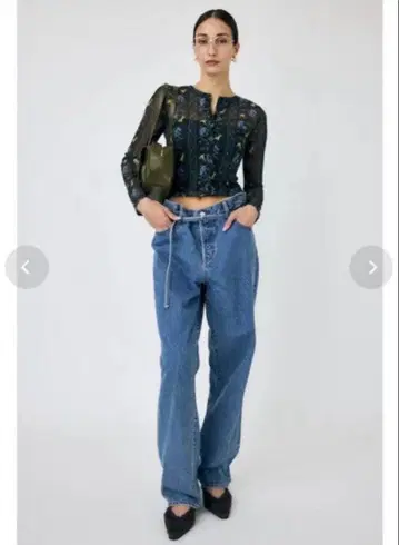 MOUSSY 오버 웨이스트 루즈 스트레이트 데님 1