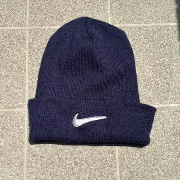 90s Nike 네이비 로고 아카이브 비니 니트 모자
