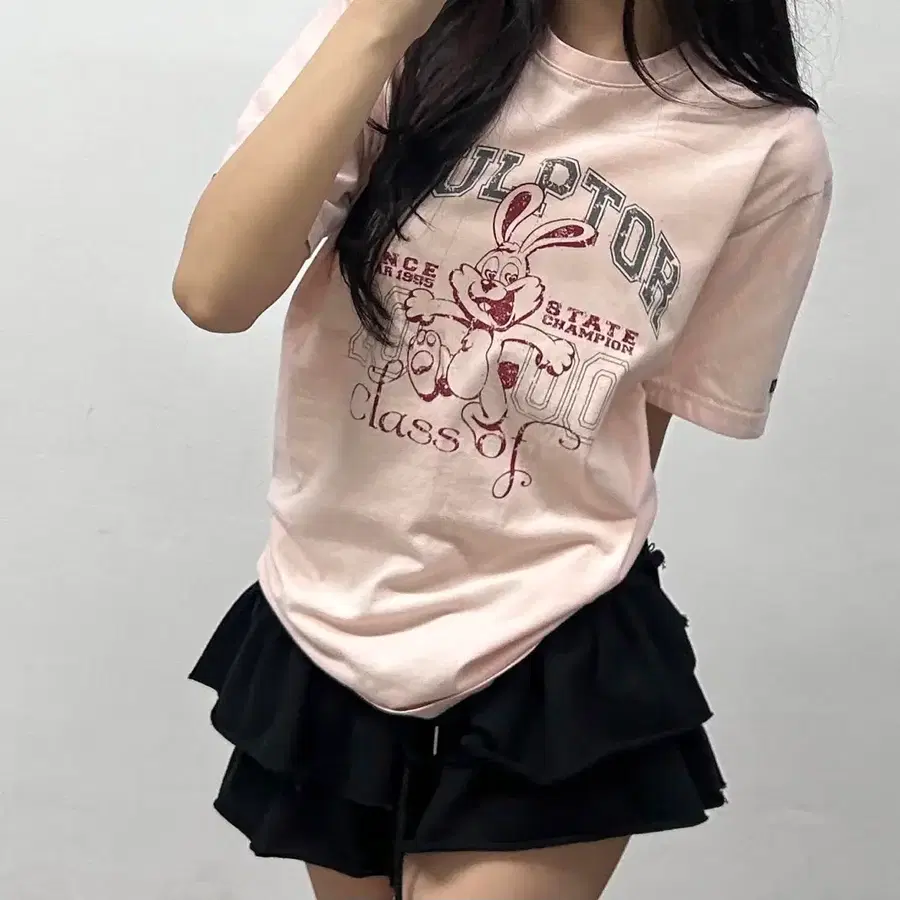 스컬프터 베이비핑크 반팔 티셔츠(M)