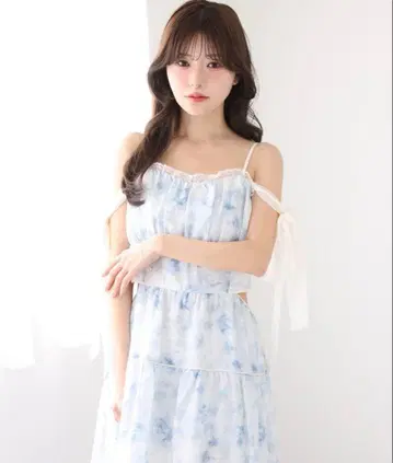 사이드 컷 리본 롱 원피스 색스 S