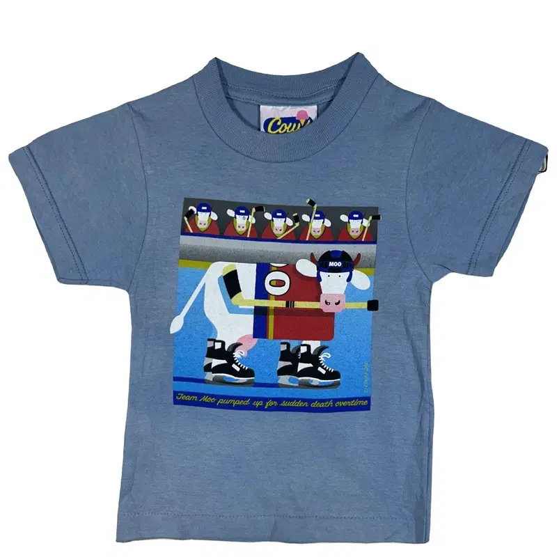 키즈 아동 블루 그래픽 반팔 티 키치 캐주얼 빈티지 캐릭터티 [110]